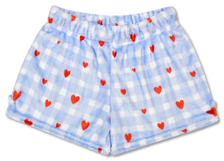 Iscream Gingham Hearts Plush Shorts
Flannel shorts with red heart pattern on a white background