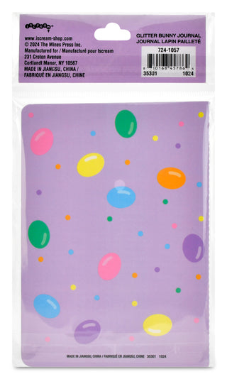 Iscream Glitter Bunny Mini Journal
Purple glitter bunny journal with colorful polka dots on a white background