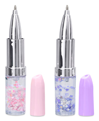 Iscream Glitter Lipstick Pen
Two nail art pens with glittery tips and colorful caps on a white background