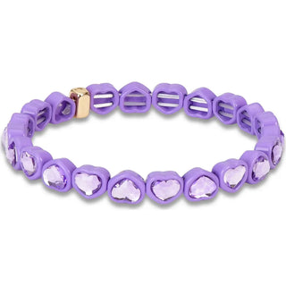 Iscream Heart Bracelet - Purple
Purple heart-shaped bracelet with a gold clasp on a white background