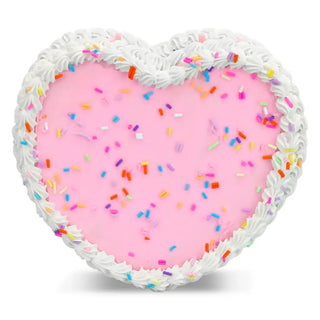 Iscream Heart Cake Jewelry Box
Heart-shaped pink cake with white frosting and colorful sprinkles on a white background
