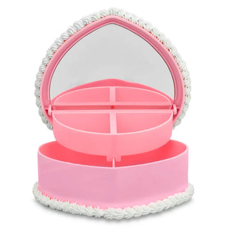 Iscream Heart Cake Jewelry Box
Pink makeup organizer with mirror on a white background