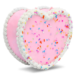 Iscream Heart Cake Jewelry Box
Heart-shaped pink cookie with white frosting and colorful sprinkles on a white background