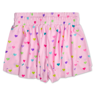 Iscream Heart Confetti Butterfly Shorts
Pink shorts with colorful heart pattern on a white background