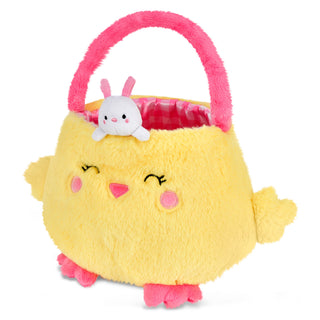 Iscream Hoppy Chick Basket Plush
Yellow plush chick with pink accents and a small white plush toy inside on a white background