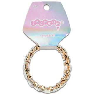 Iscream Iridescent Heart Bracelet
Bracelet with gold and white design on a colorful 'iscream' branded card