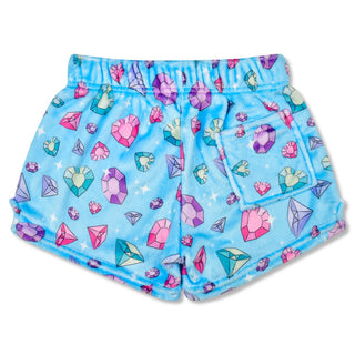 Iscream Jazzy Jewels Plush Shorts
Children's shorts with gemstone pattern on a blue background