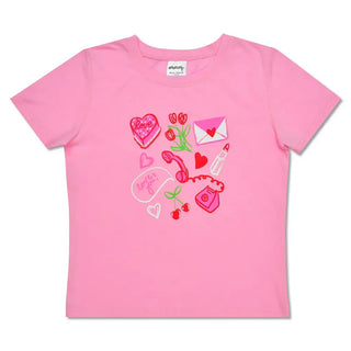 Iscream Love Doodles T-Shirt
Pink t-shirt with colorful graphics on a white background