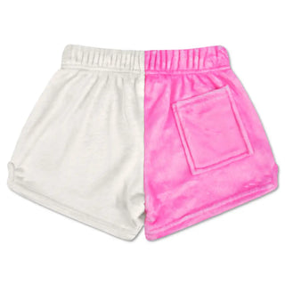 Iscream Made You Smile Color Block Shorts
White and pink shorts with a pocket on a white background