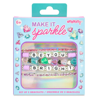 Iscream Make It Sparkle Bracelet Set
Packaged set of bracelets with 'Make It Sparkle' text and colorful design.