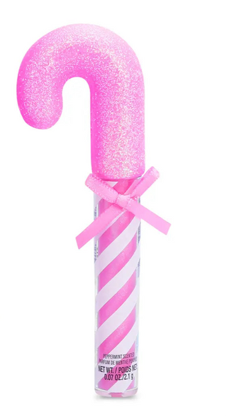 Iscream Merry Minty Lip Gloss
Two candy cane-shaped lip balms with decorative ribbons on a white background