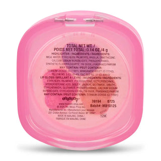 Iscream On The Glow Highlighter & Lip Gloss
Pink compact powder case with ingredient list on a white background