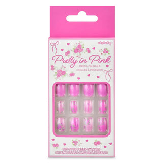 Iscream Pretty In Pink Press On Nail Set
Pack of press-on nails with pink packaging featuring 'Pretty in Pink' text and floral designs.