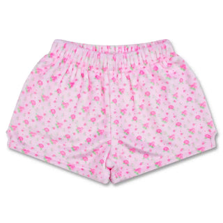 Iscream Pretty in Pink Plush Shorts
Pink floral shorts on a white background