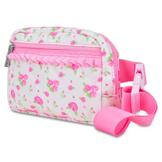 Iscream Pretty in Pink Ruffle Belt Bag
Floral-patterned pouch with pink strap on a white background