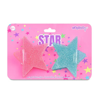 Iscream Shining Star Hair Clip Set
Two glittery star-shaped hair clips on a pink card with 'Star' text.
