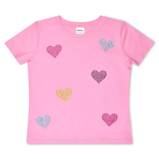Iscream Sparkling Hearts T-Shirt
Pink t-shirt with heart patterns on a white background
