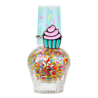 Iscream Sprinkles Nail Polish & Ring Set
Nail polish bottle with cupcake design and colorful glitter on a white background