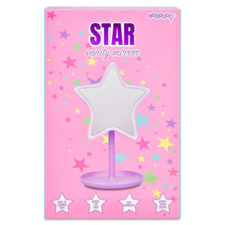 Iscream Star Vanity Mirror
Star-shaped vanity mirror on a pink background with colorful stars