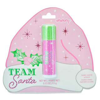 Iscream Team Santa Lip Balm
Lip balm with pink packaging featuring 'Team Santa' text and holly design.
