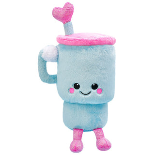 Iscream Travel Cup Mini Plush
Plush toy resembling a blue mug with pink heart and legs on a white background