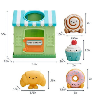 Itzy Ritzy Itzy Play™ Put & Take Toy - Bakery
Toy bakery set with miniature buildings and food items, including dimensions.