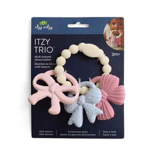 Itzy Ritzy Rattle Teether - Bows
Itzy Ritzy silicone teether set in packaging with brand logo.