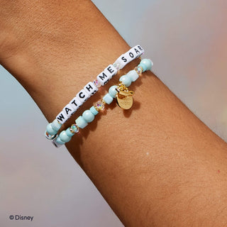 Little Words Project Bracelet - Disney Princess: Jasmine
Bracelet with turquoise beads and gold charm on wrist, 'WATCH ME SOAR' text visible