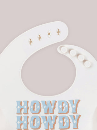 JuJuBe x Studio Oh! Howdy Partner Blue Silicone Bib