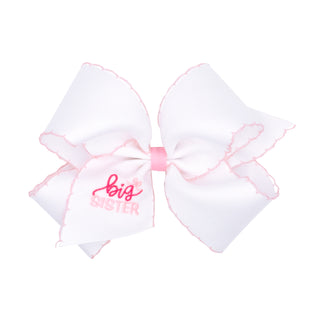 King Wee Ones Big Sister Embroidered Hair Bow on Clippie
