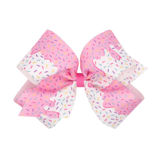 King Wee Ones Birthday Cake Printed Hair Bow on Clippie
