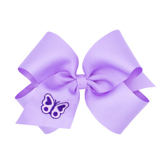 King Wee Ones Embroidered Hair Bow on Clippie - Light Orchid Butterfly