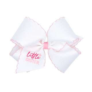 King Wee Ones Little Sister Embroidered Hair Bow on Clippie