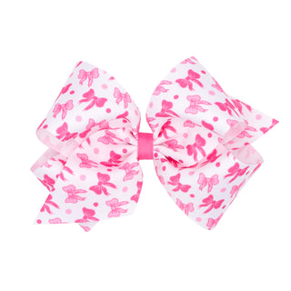 King Wee Ones Printed Hair Bow on Clippie - Pink Bows
Large pink and white hair bow with butterfly pattern on a white background