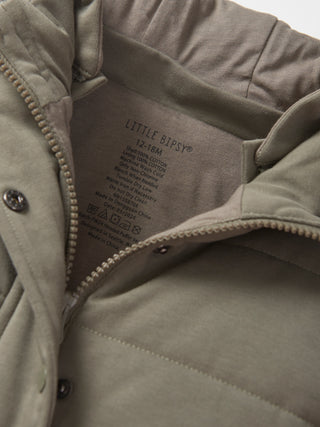 Little Bipsy Hooded Puffer Vest - Army Green