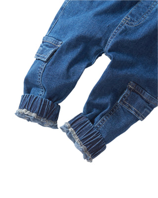 Little Bipsy Cargo Denim Jogger - Classic Denim Wash