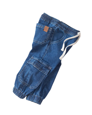 Little Bipsy Cargo Denim Jogger - Classic Denim Wash