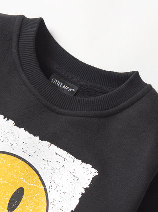 Little Bipsy Smiley Elevated Crewneck - Black