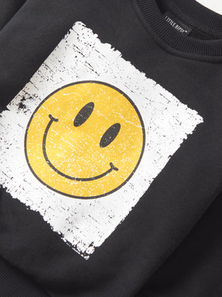 Little Bipsy Smiley Elevated Crewneck - Black