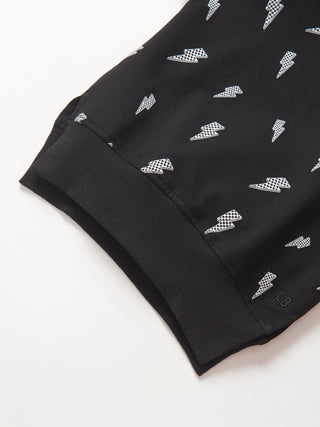 Little Bipsy Lightning Bolt Pullover - Black
Black fabric with white geometric pattern on a white background