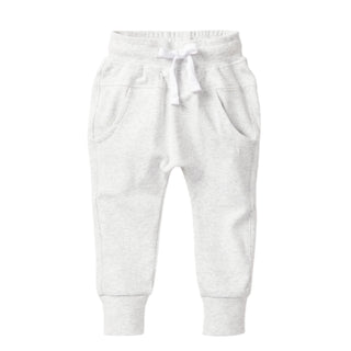 Little Bipsy Jogger - Light Heather Grey 
White jogger pants on a white background