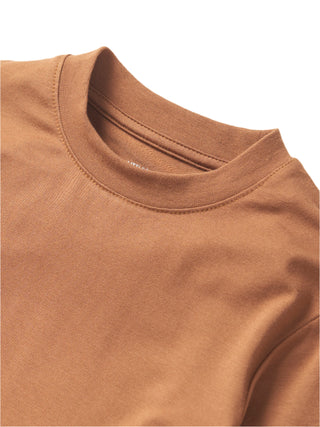 Little Bipsy Oversized Bamboo Tee - Chestnut 
Close-up of a brown sweatshirt collar on a plain background