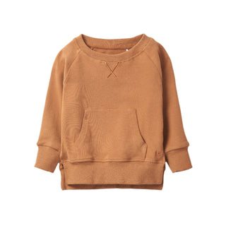 Little Bipsy Pocket Pullover - Chestnut 
Brown sweatshirt on a white background
