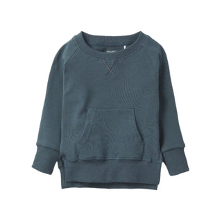 Little Bipsy Pocket Pullover - Night Fall 
Blue sweatshirt with a pocket on a white background