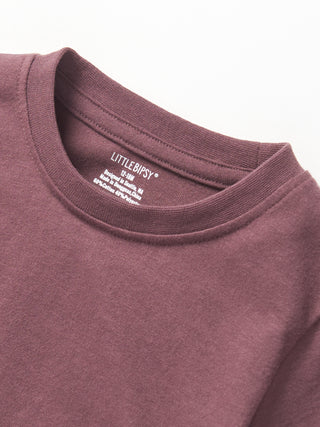 Little Bipsy Elevated Tee - Huckleberry
Close-up of a purple shirt with 'LITTLEBIGPSY' label on a white background