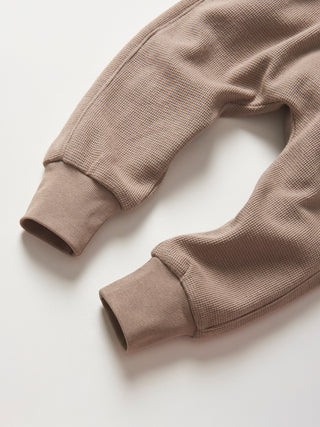 Little Bipsy Waffle Jogger - Mushroom
Brown textured fabric on a white background