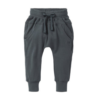 Little Bipsy Jogger - Shadow
Dark gray jogger pants on a white background