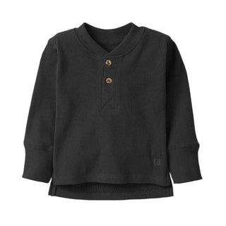 Little Bipsy Ribbed Henley - Black