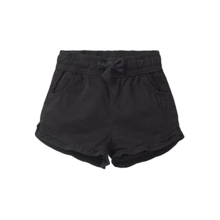 Little Bipsy Ruffle Cotton Twill Short - Black