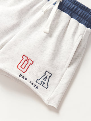 Little Bipsy USA Raw Edge Sweatshort - Heather Grey